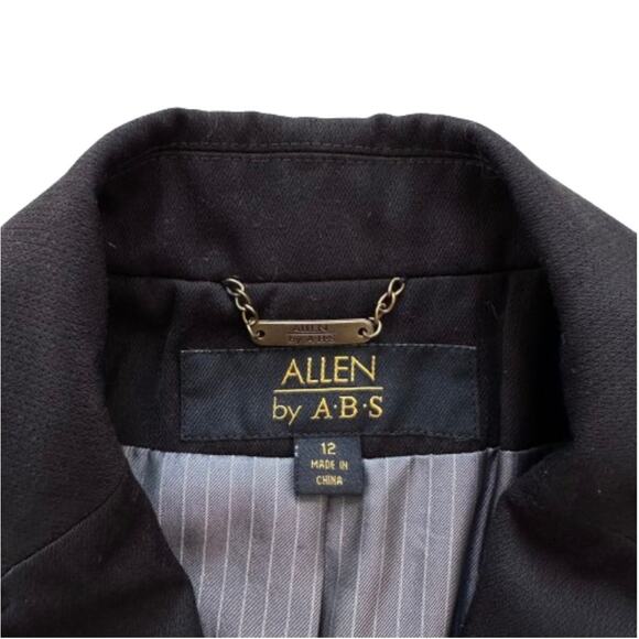 Allen by ABS Black Button Front Flap Pockets Long Sleeve Blazer Jacket Size 12 - Picture 2 of 12